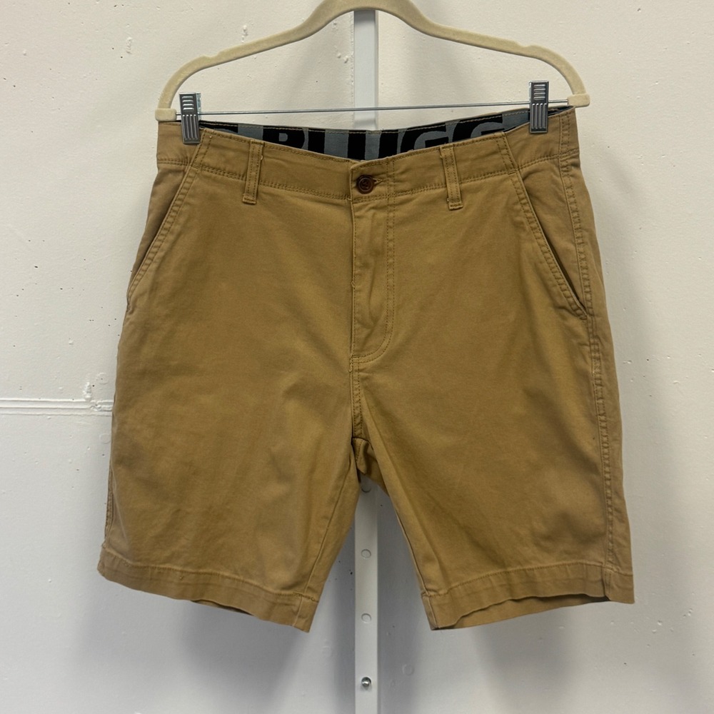Plugg Men's Khaki‎ Chino Shorts Tan Stretch Flat Front P435801 Size 32